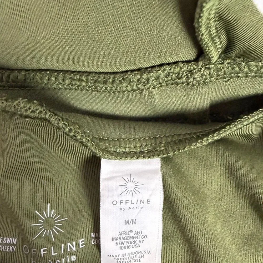 Offline by Aerie Medium Scoop Cheeky Bikini Green Cream - Picture 8 of 9